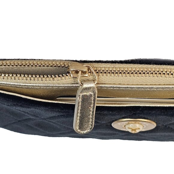 CHANEL Black Velvet Quilted Small CC Zip Pouch Case Clutch Wallet Bag w Card - Picture 15 of 16